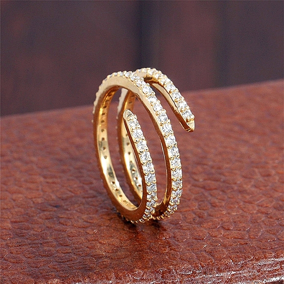 1 CT Round Cut Diamond Lab Grown Full Eternity 18K Yellow Gold 9mm Spiral Band - Picture 3 of 7